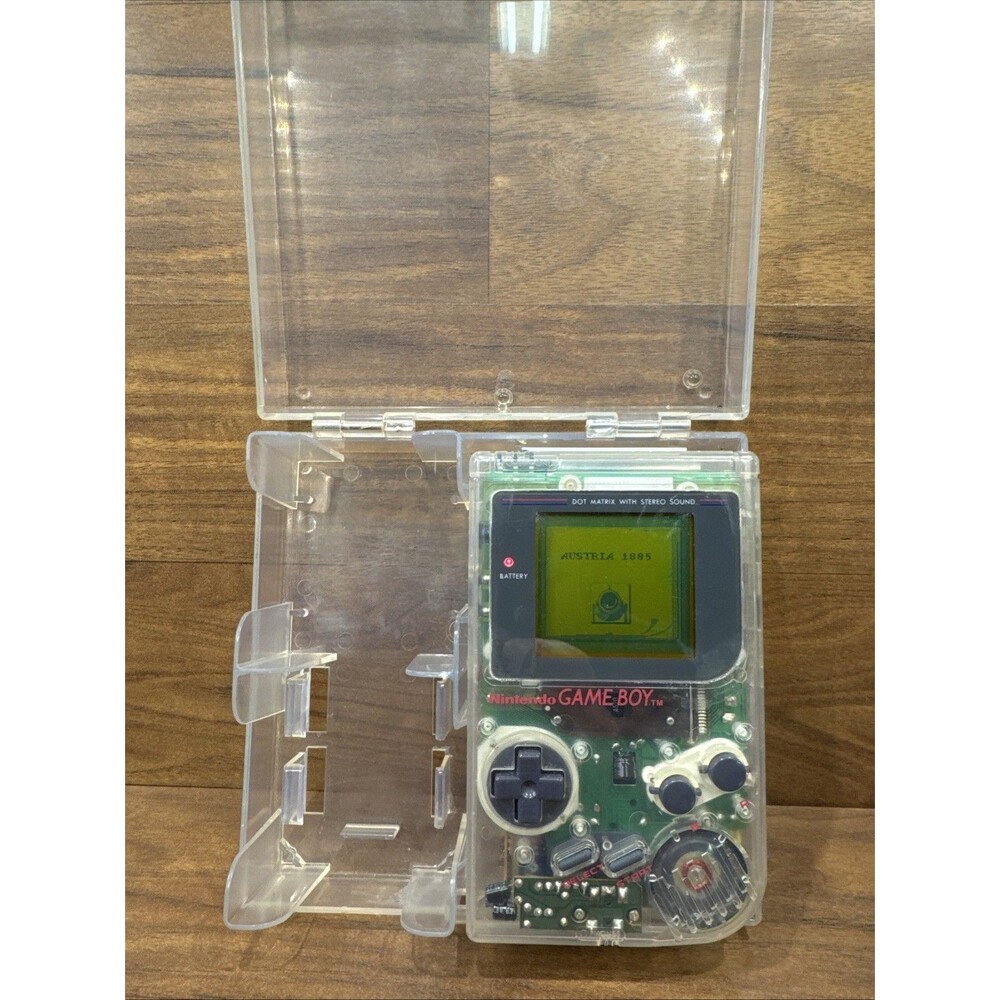 Nintendo Game Boy Clear Classic Handheld *TESTED* & Original Clear Nintendo Case